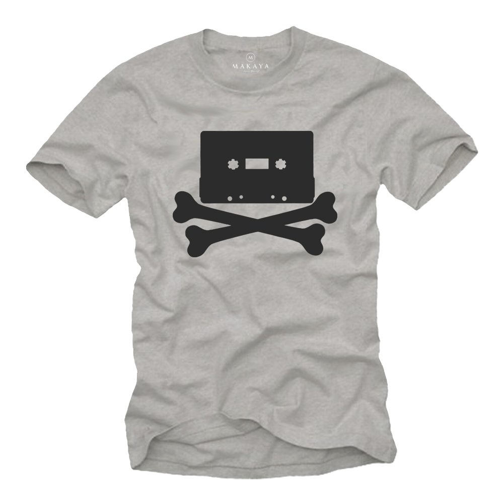 MAKAYA T-Shirt Uomo Hip Hop Tape maglietta cotone L