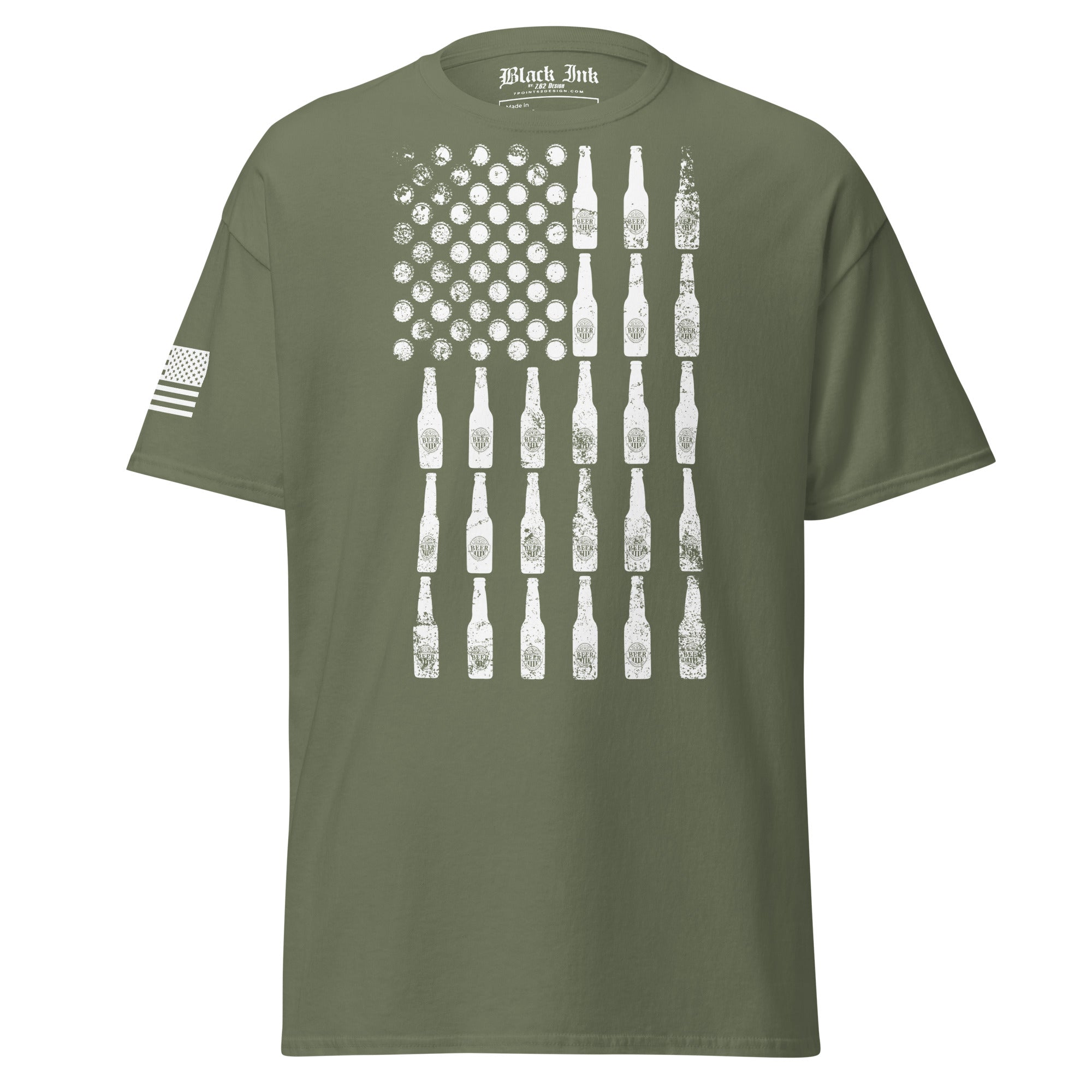 7.62 Design Beer Flag T-Shirt Uomo Cotone Nero