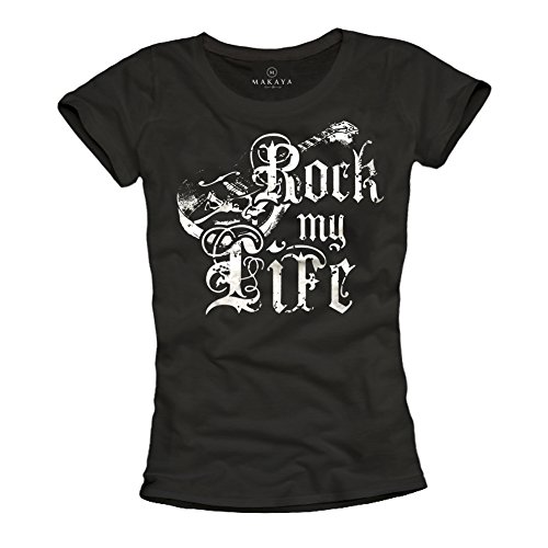 MAKAYA My Life T-Shirt Donna Nera M Cotone