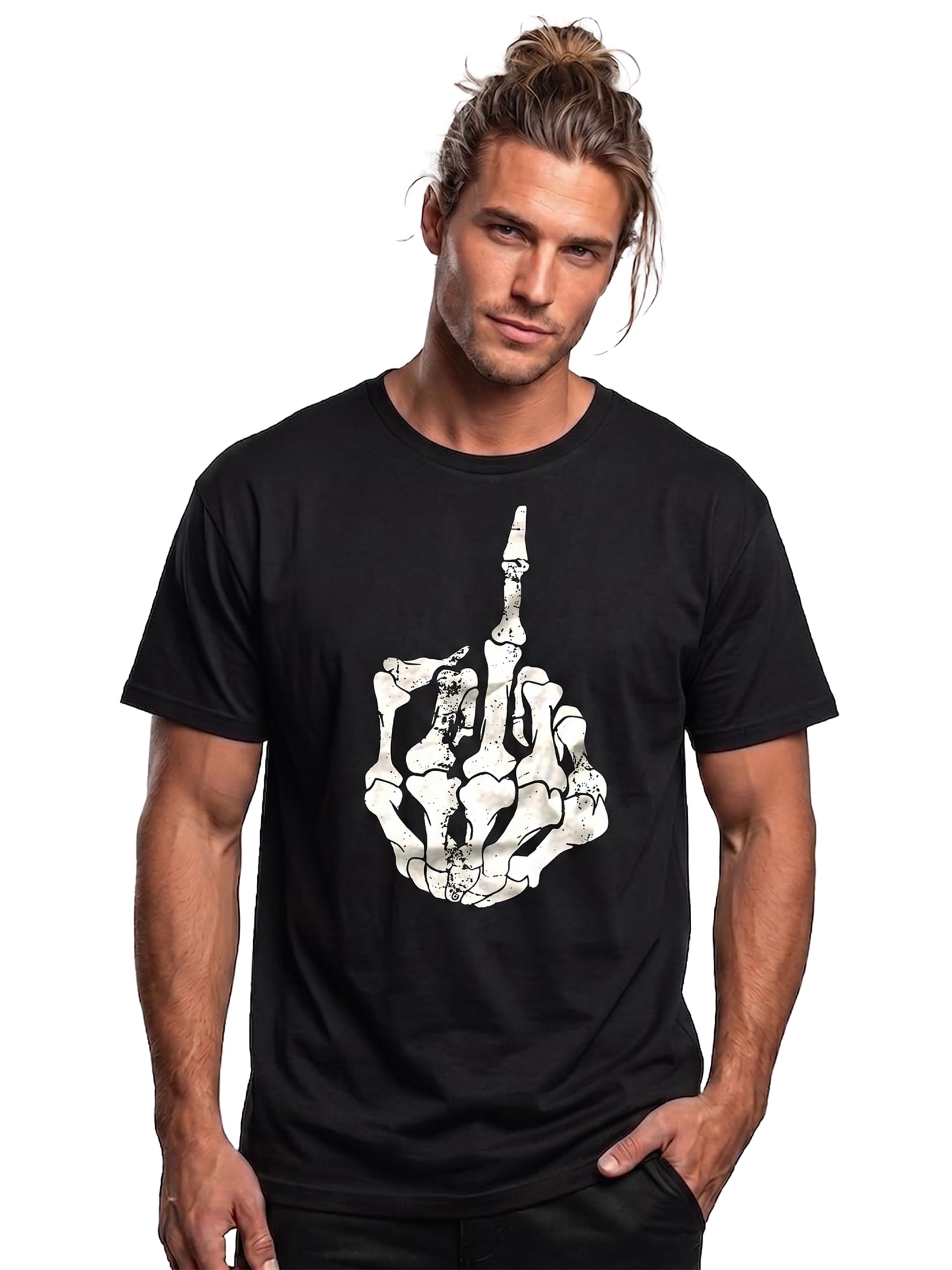 MAKAYA Hard Rock T-Shirt Uomo Nera Teschio M 185 g/m²