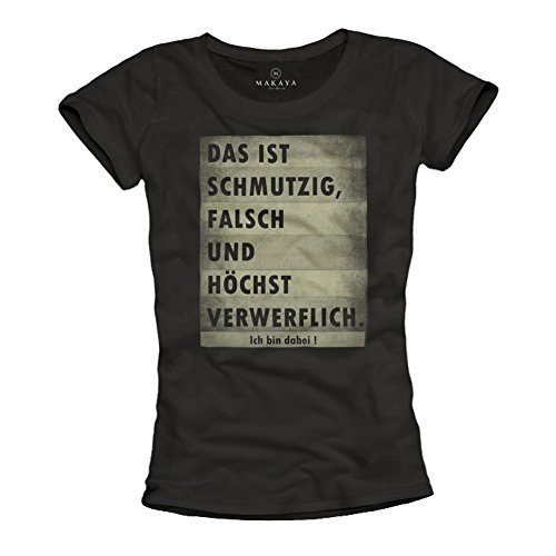 Makaya T-Shirt Donna Maglietta Cotone L con Scritta