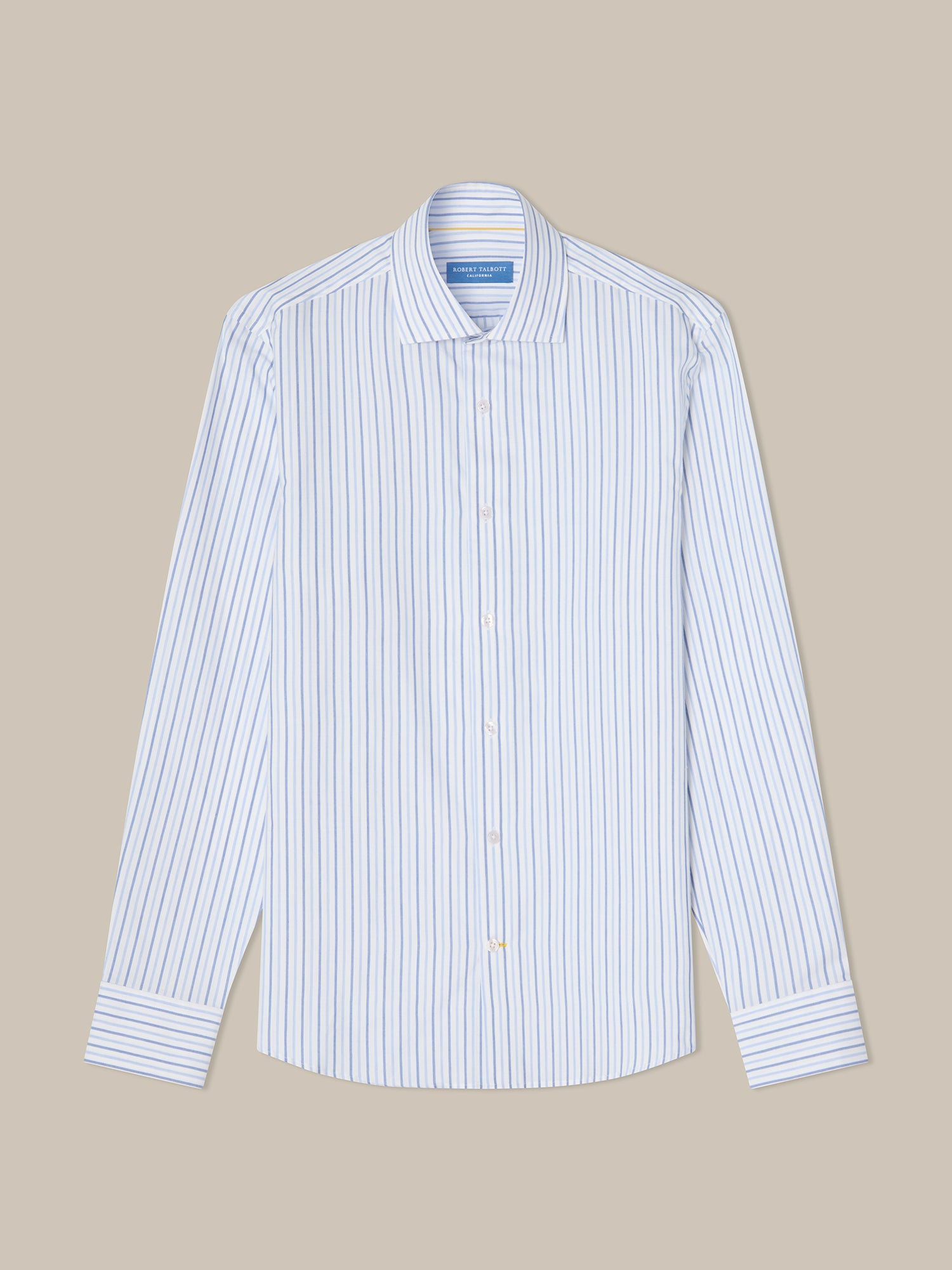 Robert Talbott Reynolds camicia cotone azzurro a righe