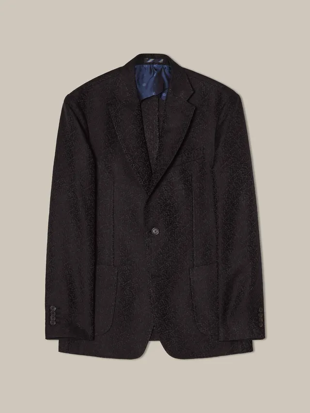 Robert Talbott Wright blazer broccato nero misto lana seta