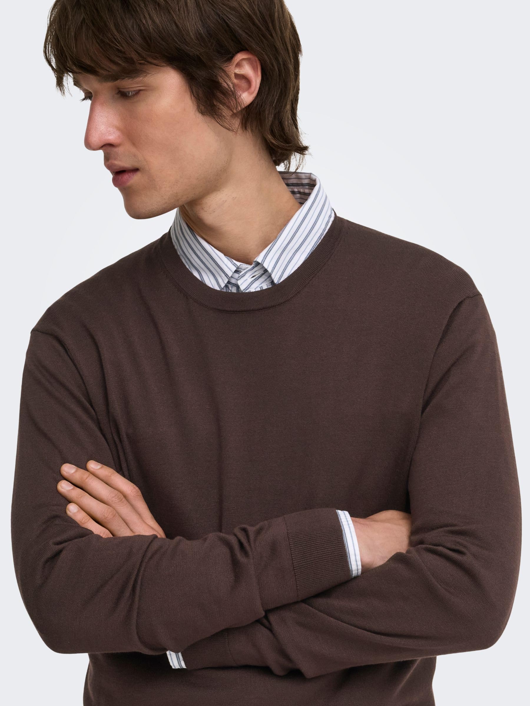 Only & Sons Onswyler Maglia Uomo S Caffè Girocollo