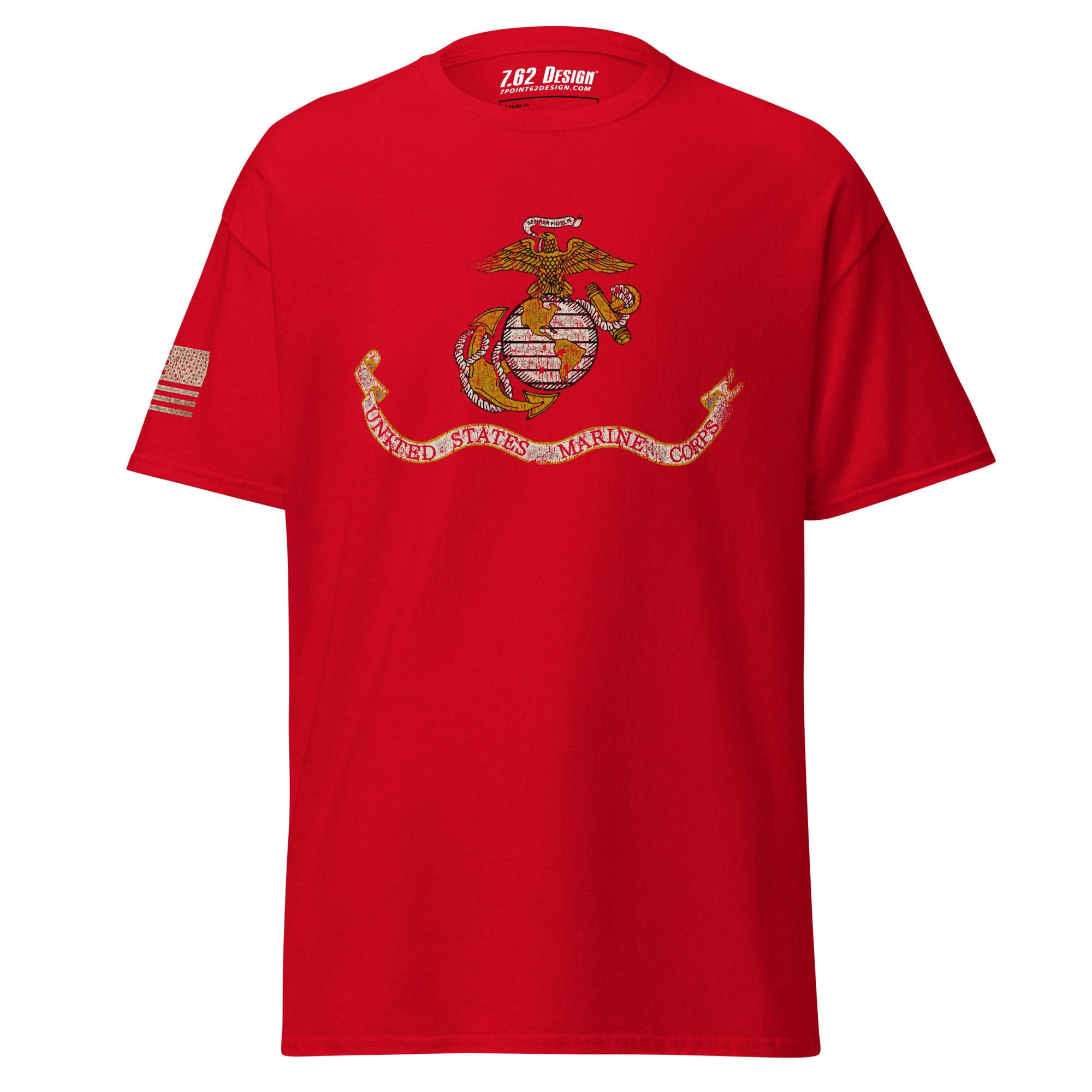 7.62 Design USMC Flag Maglietta Uomo Rossa Cotone Taglia L