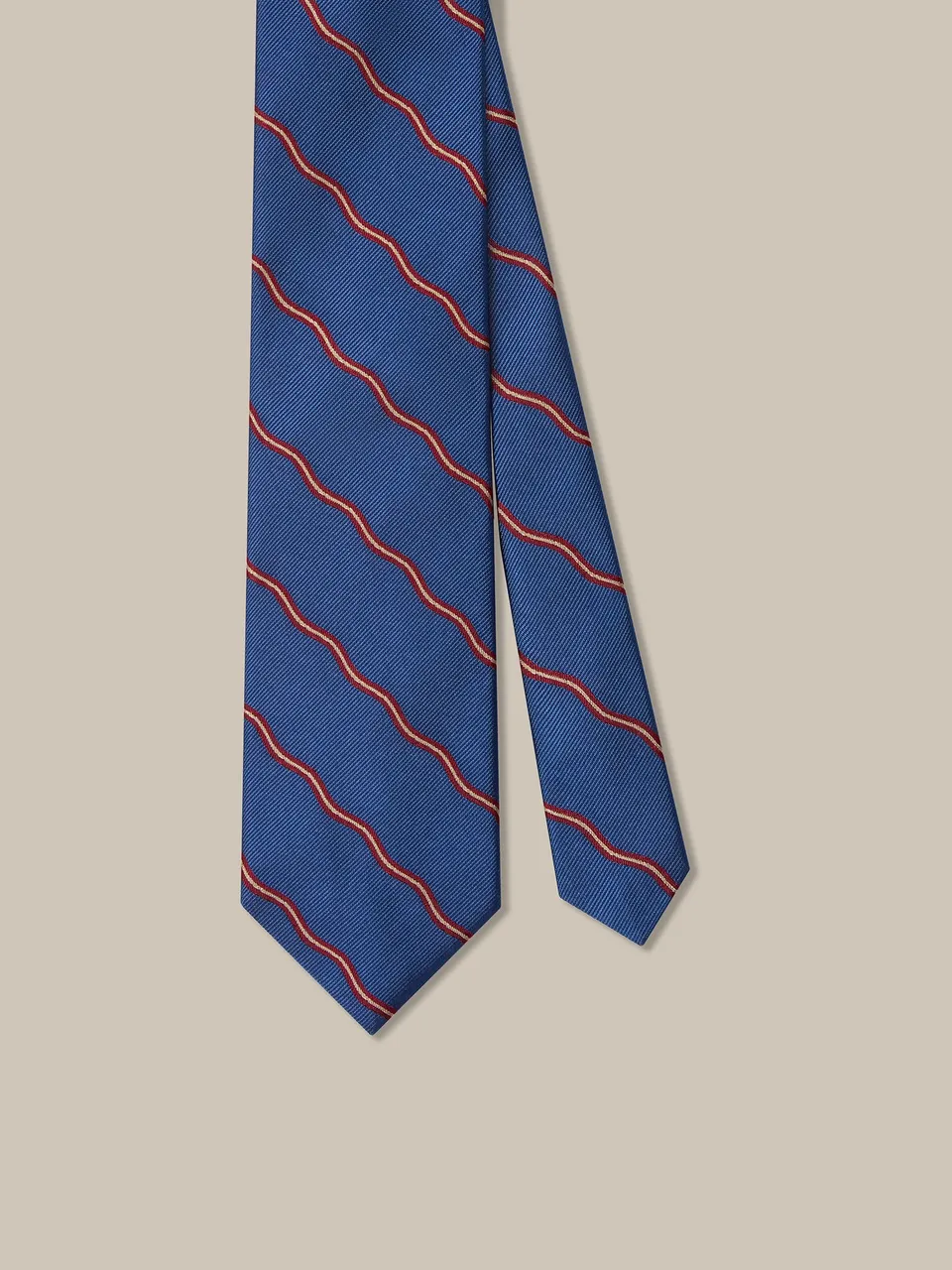 Robert Talbott Robert Cravatta Seta Blu Righe Curve REG