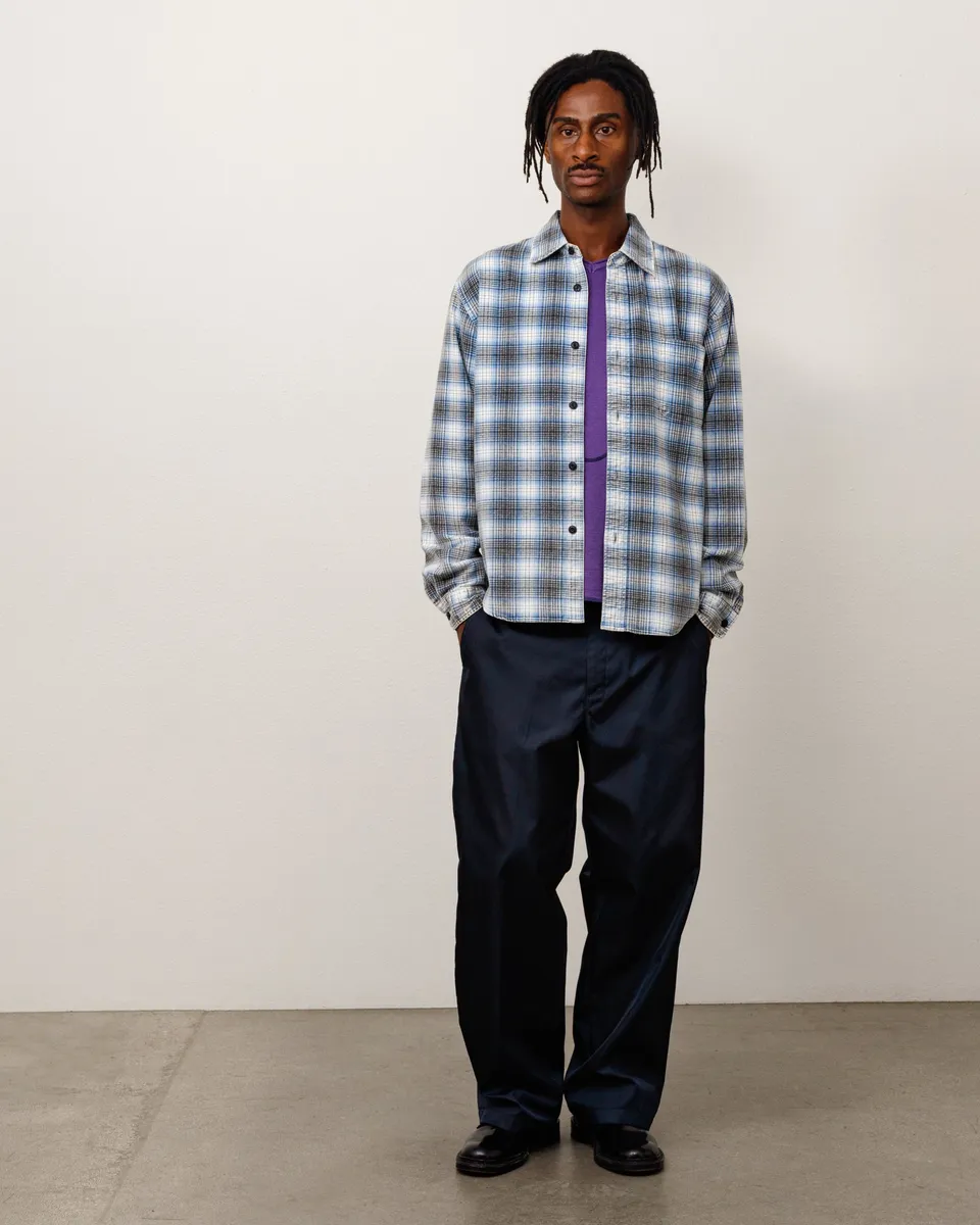 Stussy Dax Printed Shirt camicia blu flanella