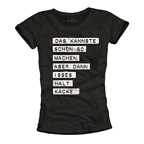 Makaya Scritte Divertenti T-Shirt Donna M 100% Cotone