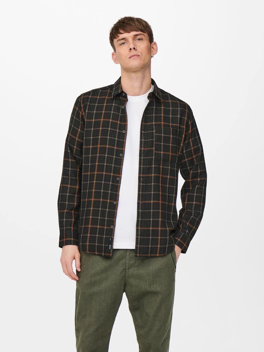 Only & Sons Onsloki Camicia Uomo a Quadri Manica Lunga