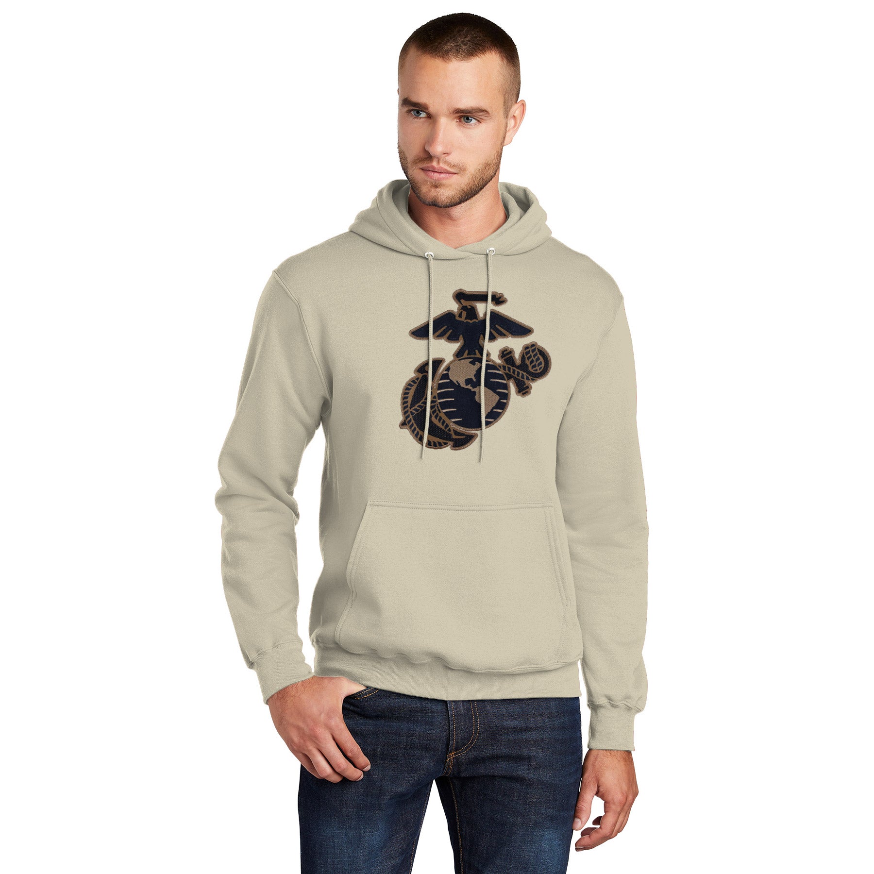 7.62 Design USMC EGA Applique felpa cappuccio sand unisex