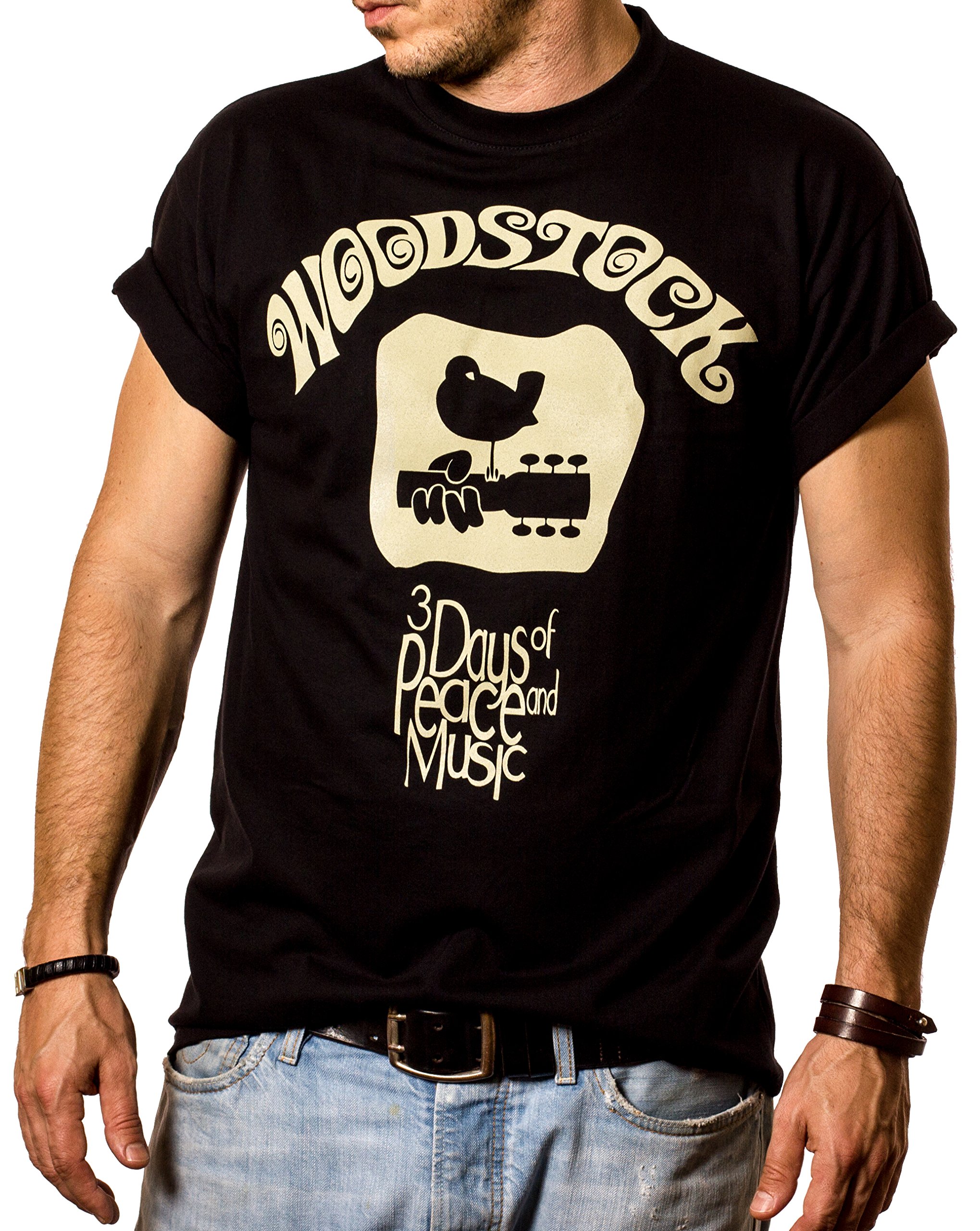 MAKAYA Woodstock T-Shirt Uomo Hippie Rock L 100% Cotone