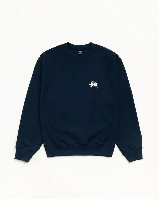Stussy Basic Stussy Crew felpa navy 430 gsm