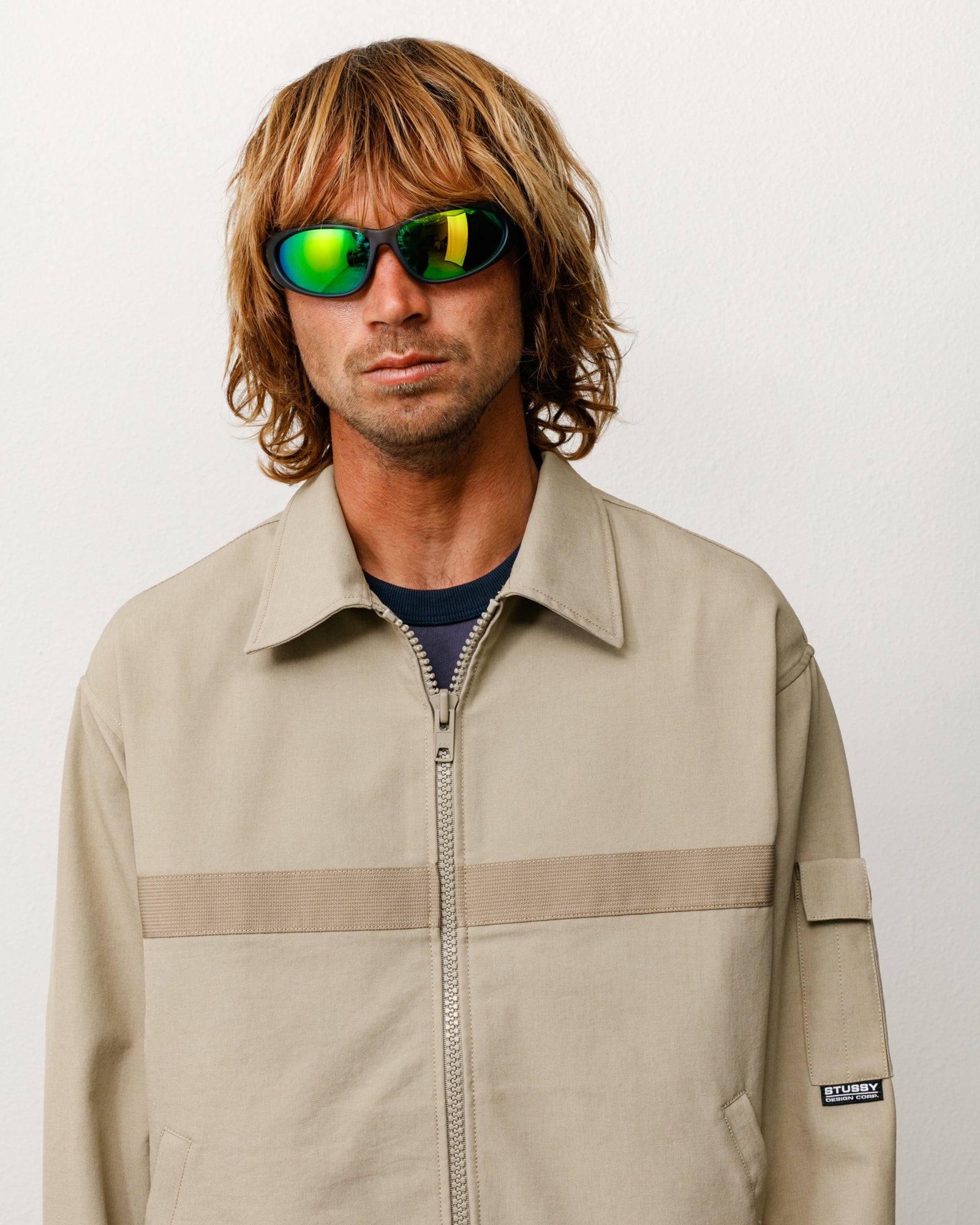 Stussy Adrian Sunglasses occhiali grigi lenti verdi