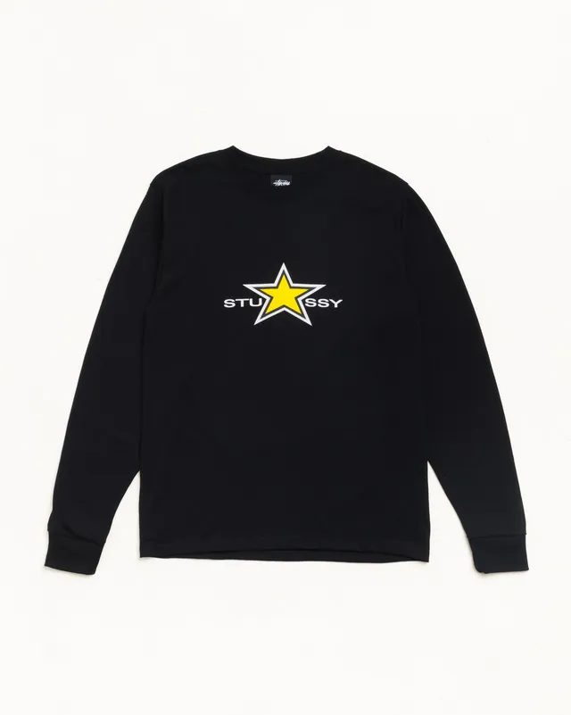 Stussy Star LS Tee maglietta maniche lunghe nera cotone 220gsm