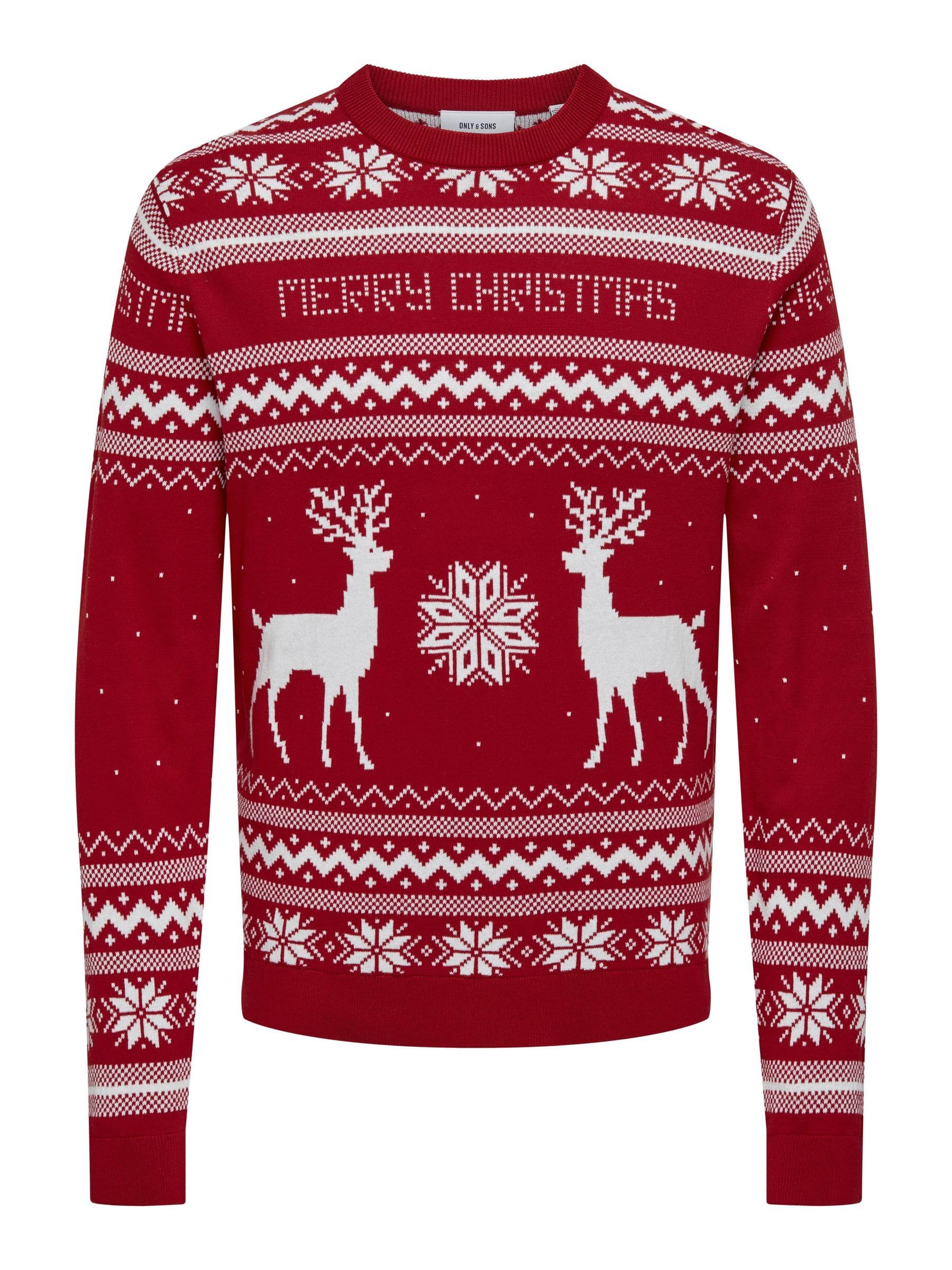 Only & Sons ONSXMAS Pullover Maglione Uomo Girocollo Invernale