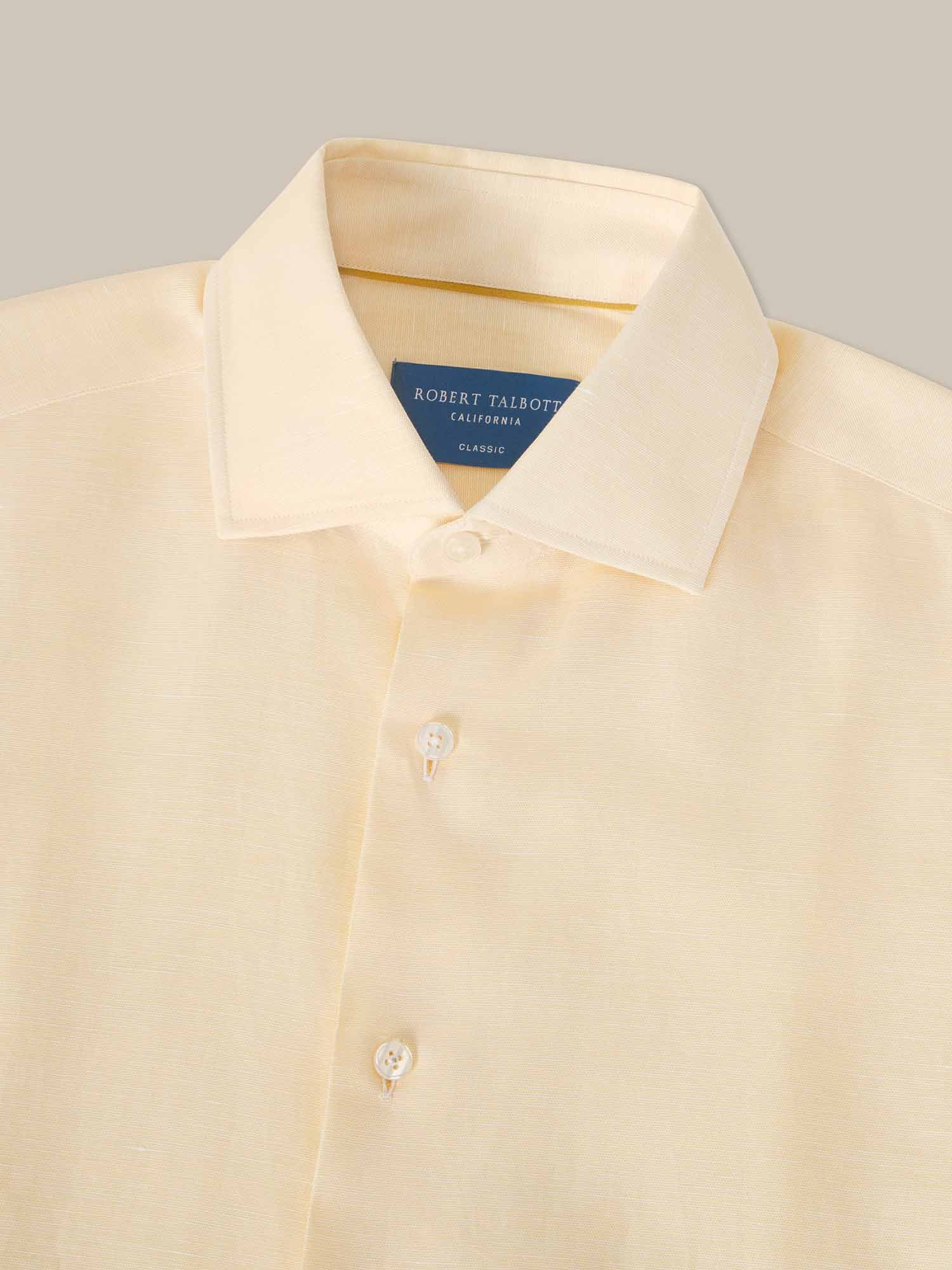 Robert Talbott Reynolds camicia lino cotone gialla