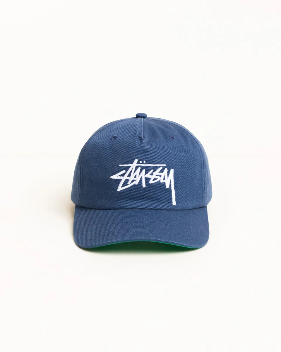 Stussy Headwear Big Stock Snapback Cap Cappello Deep Blue