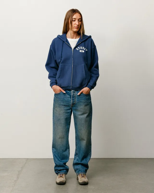 Stussy Zip Sweats Varsity Zip Hoodie felpa navy 535 gsm