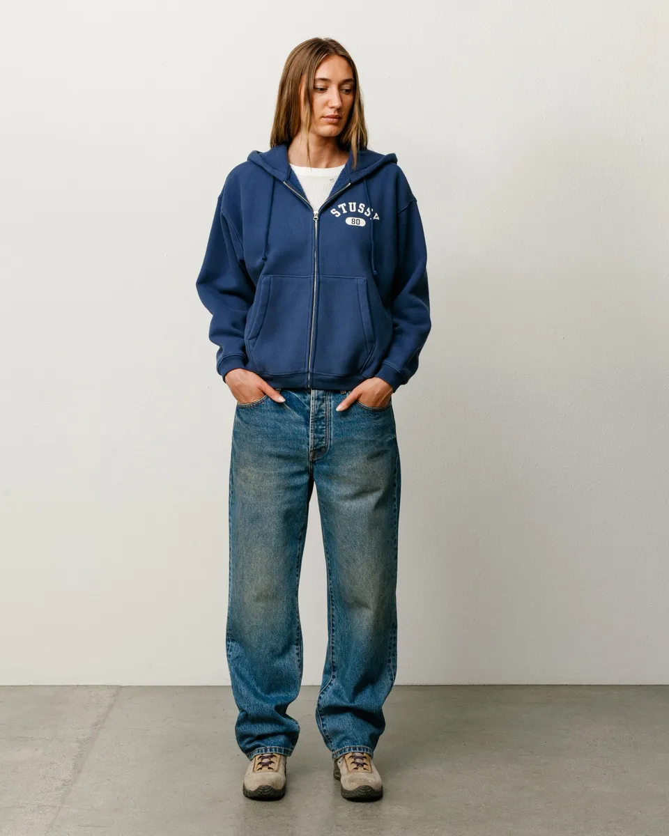 Stussy Zip Sweats Varsity Zip Hoodie felpa navy 535 gsm