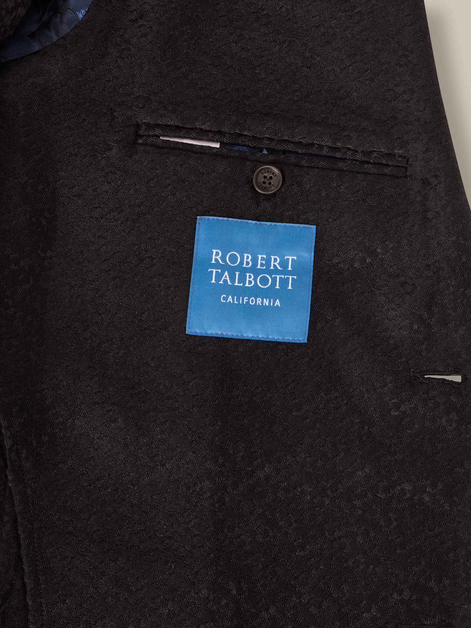 Robert Talbott Wright blazer broccato nero misto lana seta