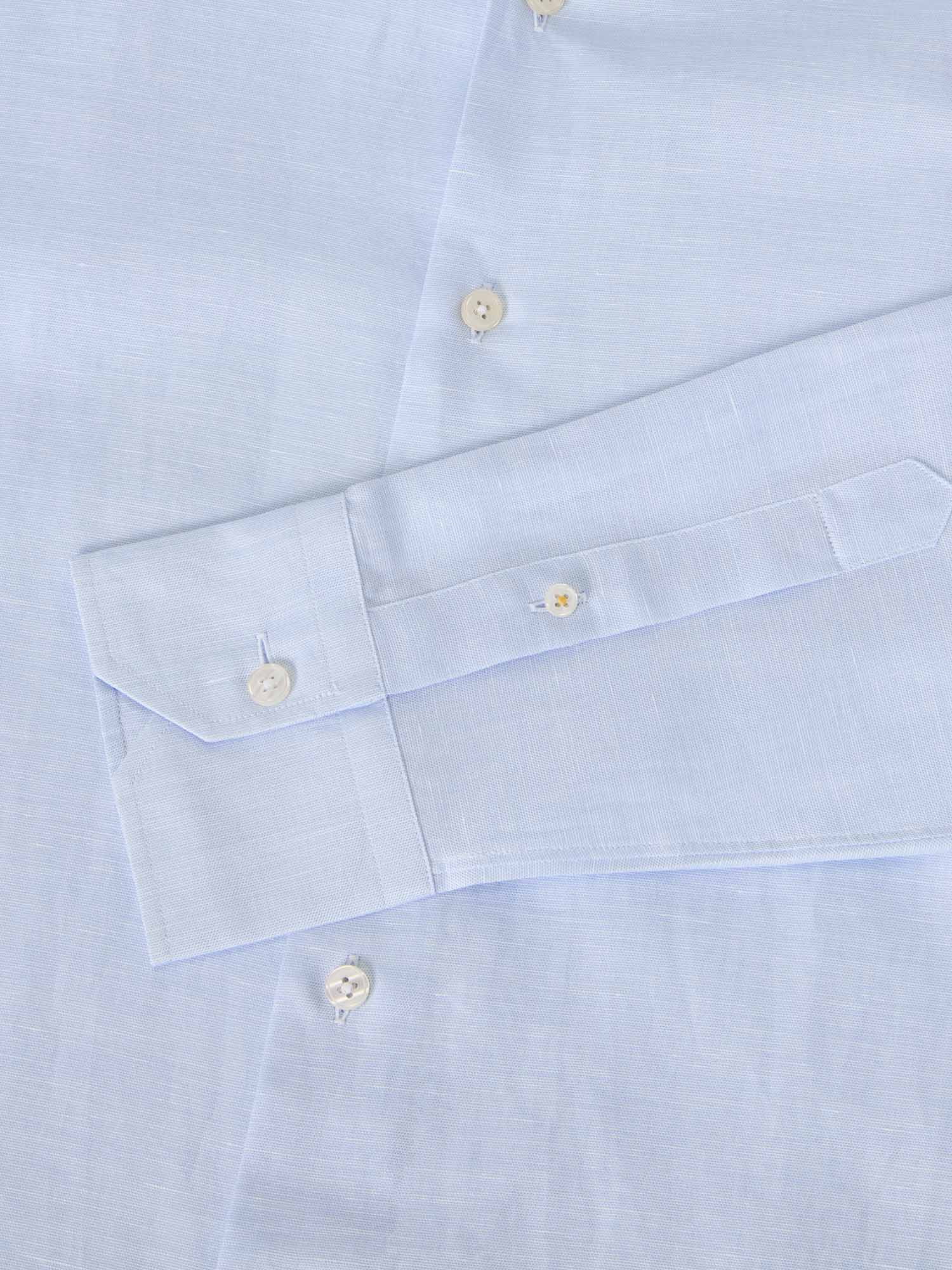 Robert Talbott Reynolds camicia lino cotone blu
