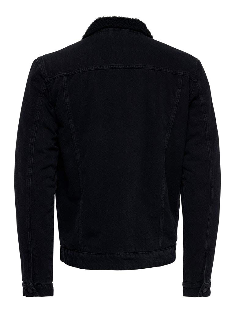 Only & Sons Giacca Jeans Uomo Nera Bottoni Tasche