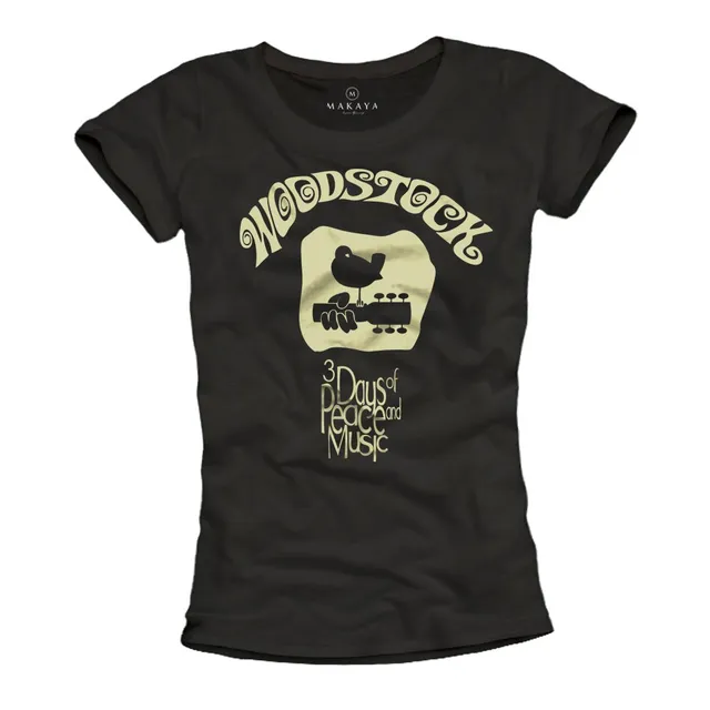 MAKAYA Woodstock Maglietta Donna Cotone Hippie