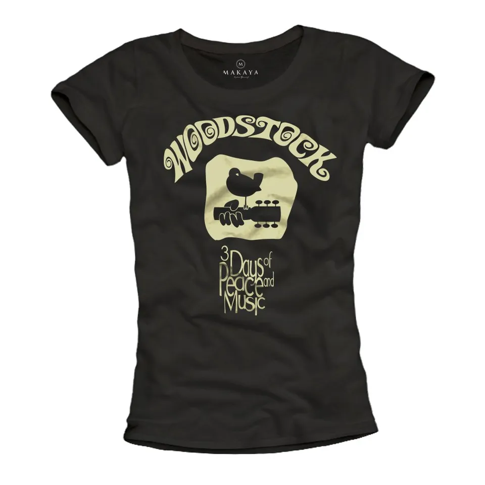 MAKAYA Woodstock Maglietta Donna Cotone Hippie