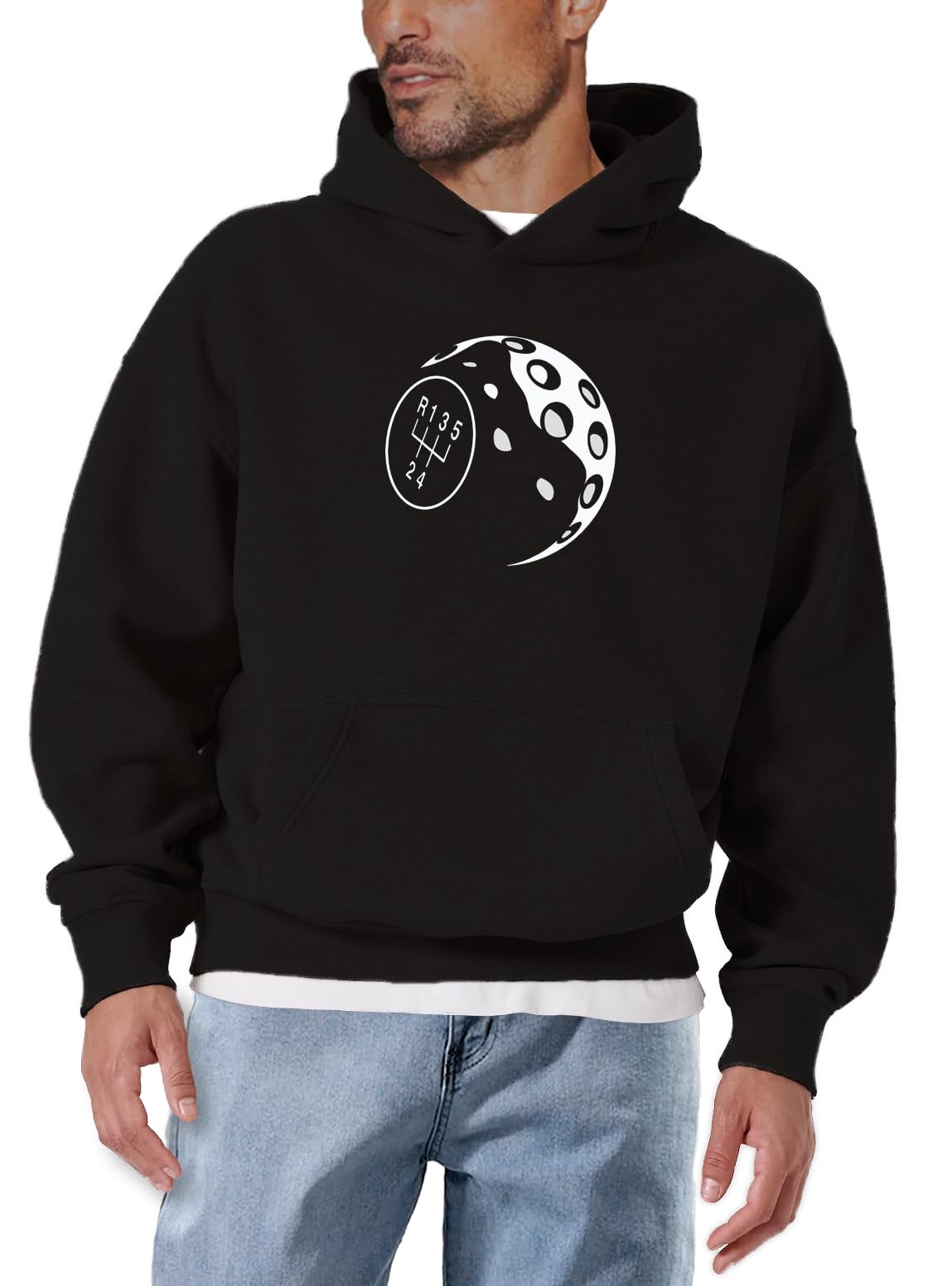 MAKAYA Felpa con Cappuccio Uomo Vintage Racing hoodie 4XL