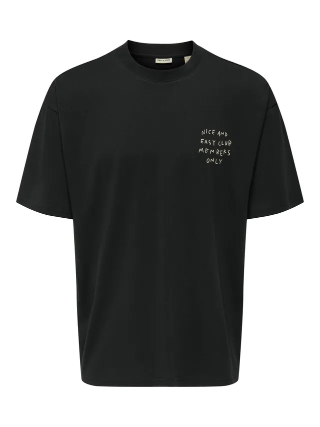 Only & Sons T-Shirt Girocollo Nera Stampa Uomo XL