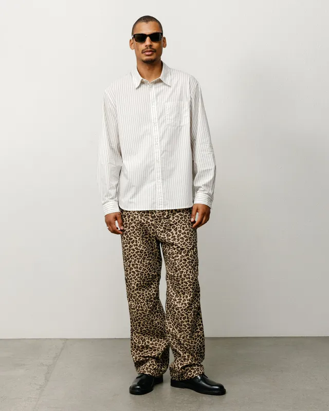 Stussy Standard Shirt camicia Natural Stripe cotone