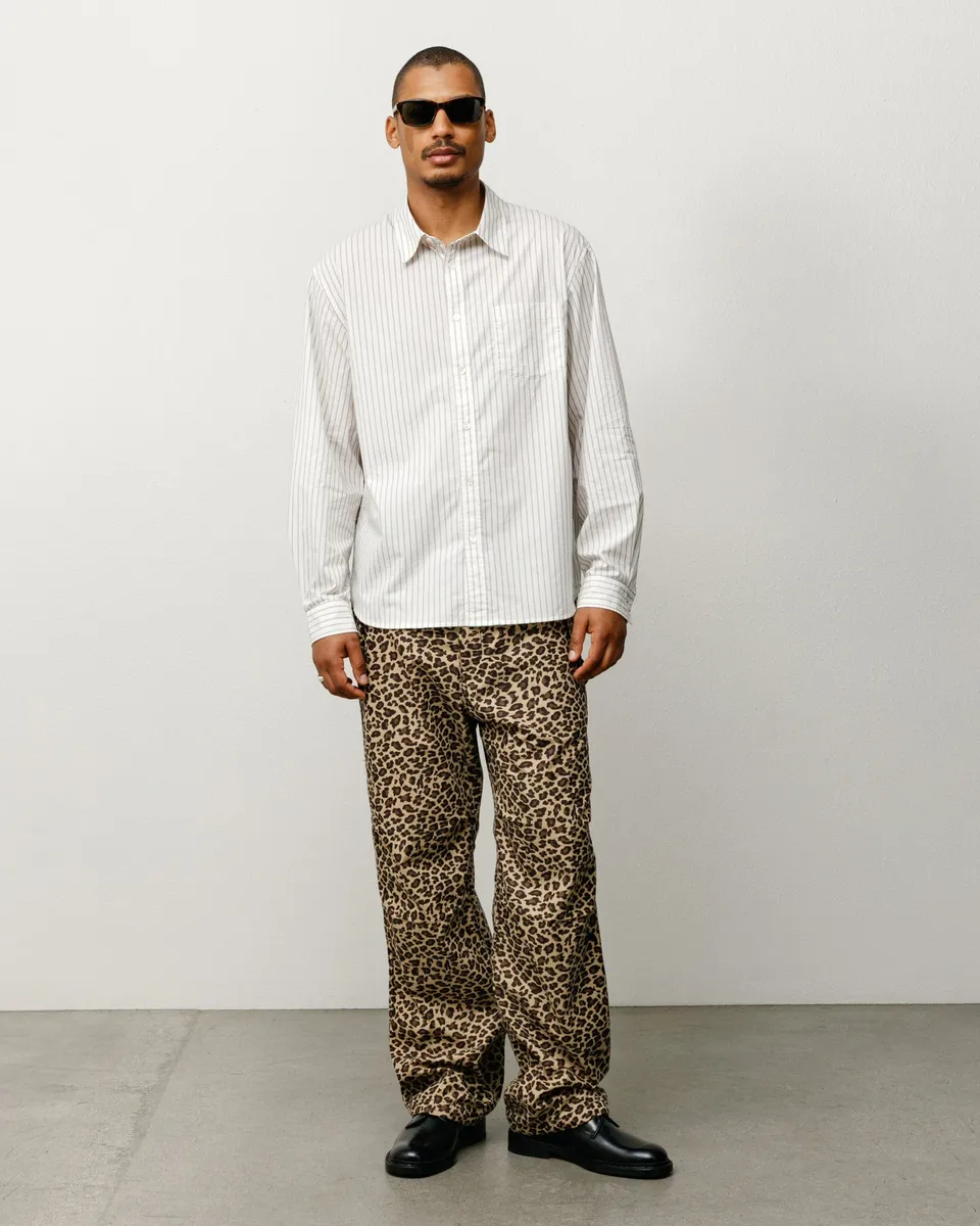 Stussy Standard Shirt camicia Natural Stripe cotone