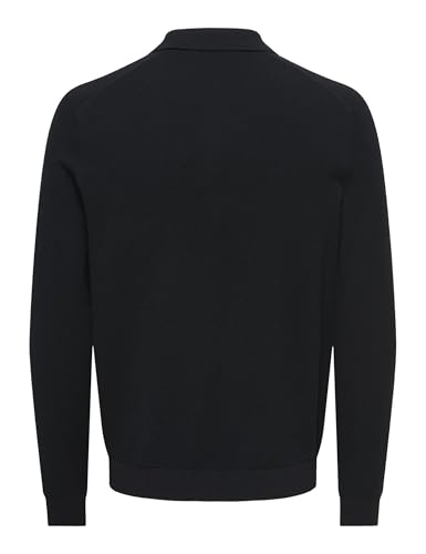 Only & Sons Onsloui Zip polo uomo nera micro knit