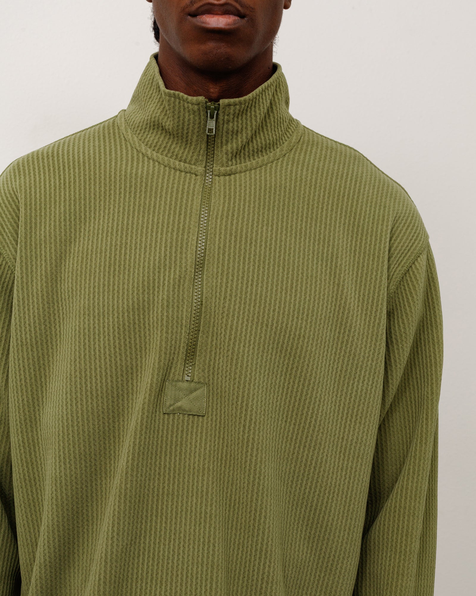 Stussy Half Zip Thermal maglia olive poliestere