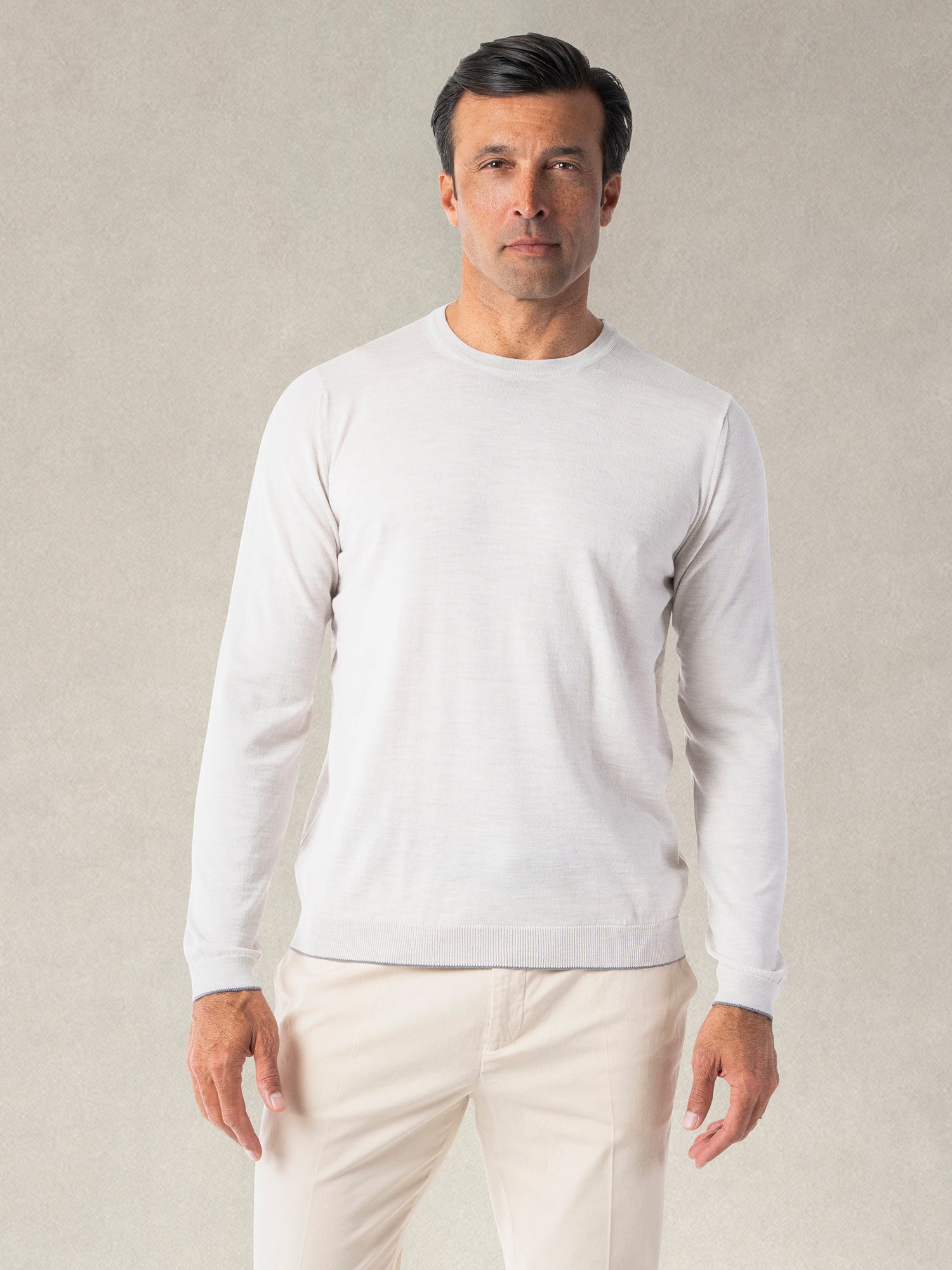 Robert Talbott Keaton maglione merino Oatmeal taglia L