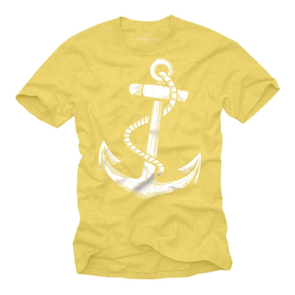 MAKAYA Anchor Barca Vela T-Shirt Uomo Cotone 185 g