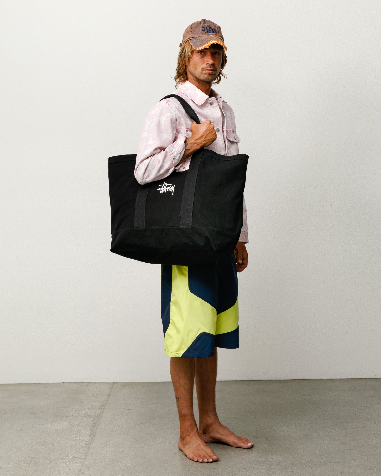Stussy Canvas Extra Large Tote borsa Black cotone 50 cm
