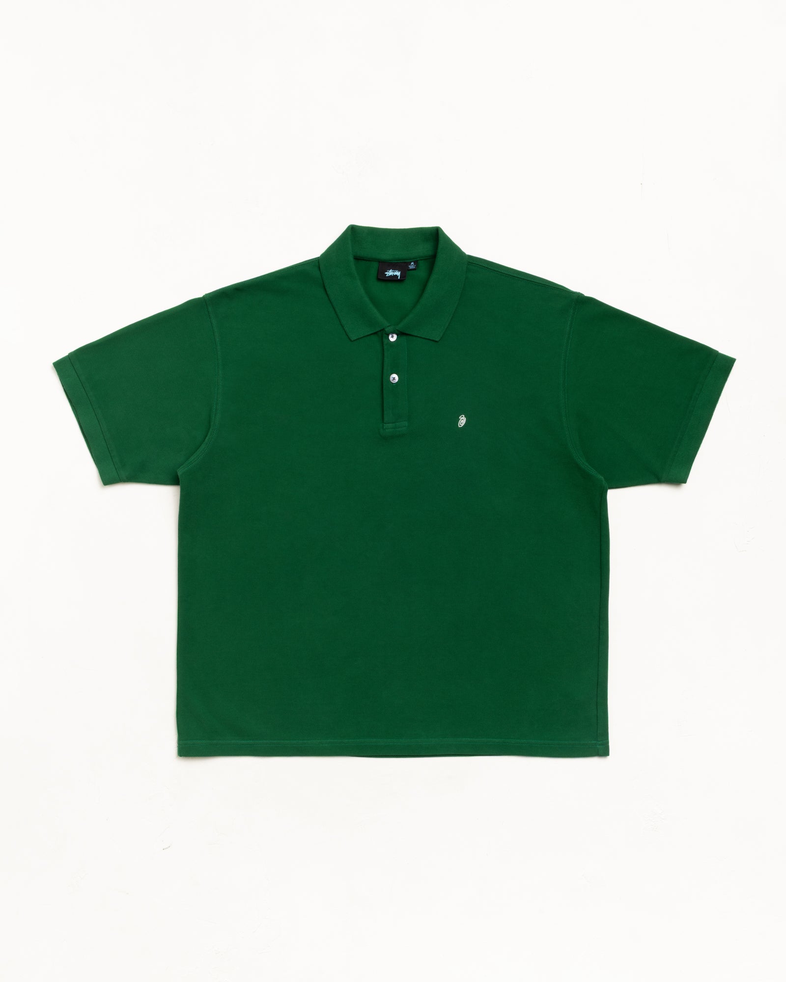 Stussy Classic Pique Polo pine in cotone 100%