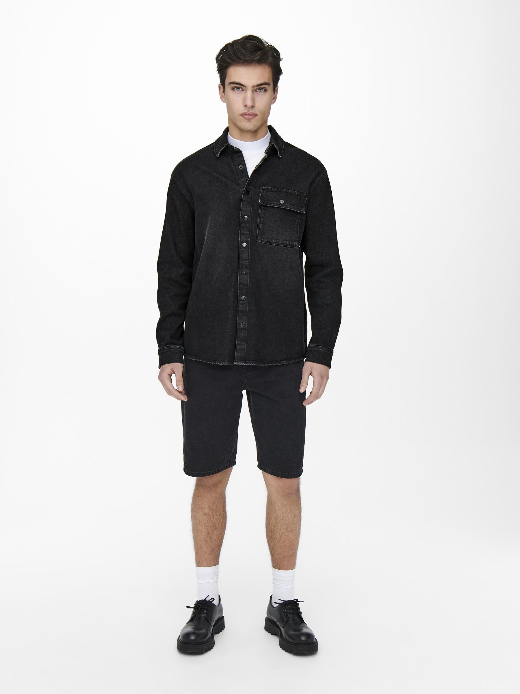 ONLY & SONS Denim Overshirt Camicia Jeans Uomo