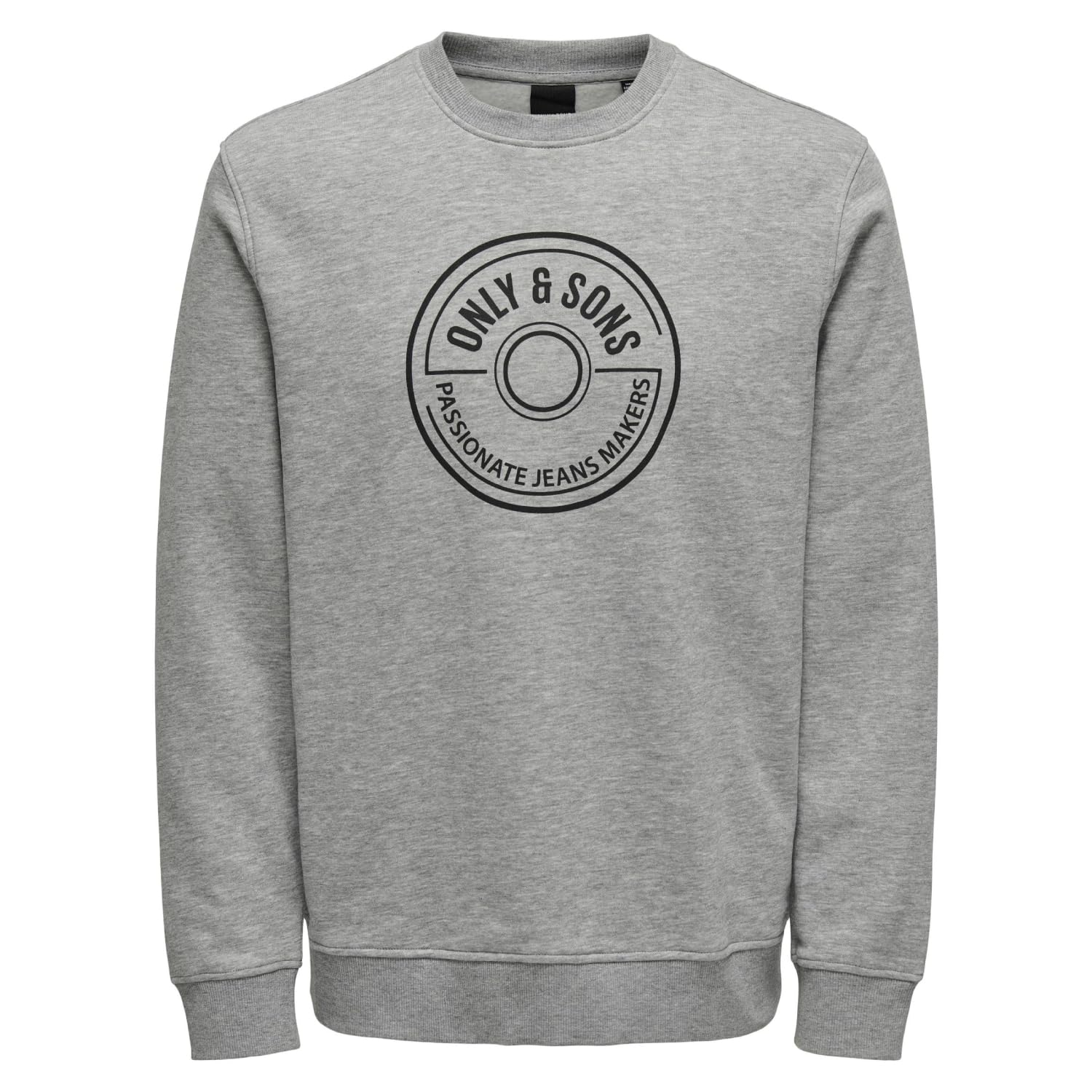 Only & Sons Regular Logo Crew felpa uomo grigia 100% cotone
