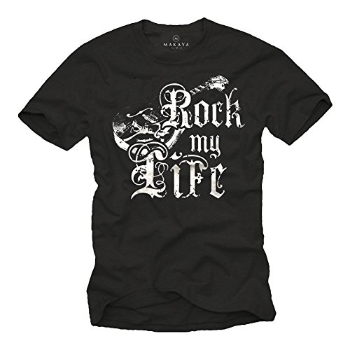 Makaya T-Shirt Uomo Rock My Life Chitarra Cotone