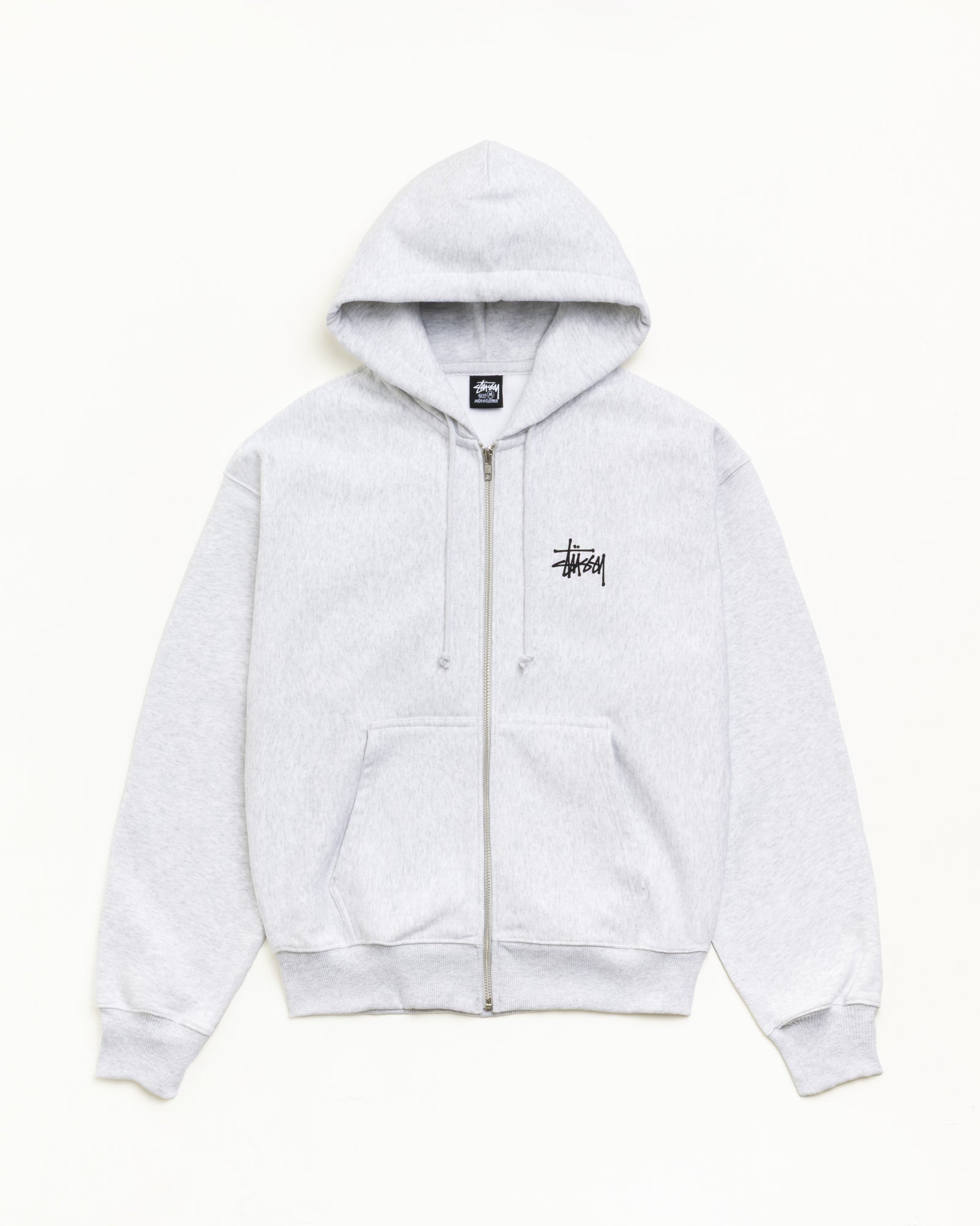 Stussy Basic Zip Hoodie felpa zip Ash Heather grigia