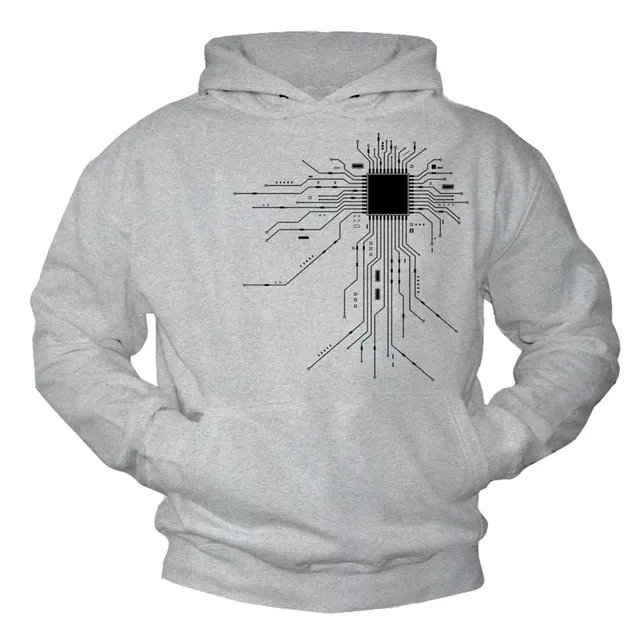 MAKAYA Gamer CPU felpa con cappuccio grigia S in cotone