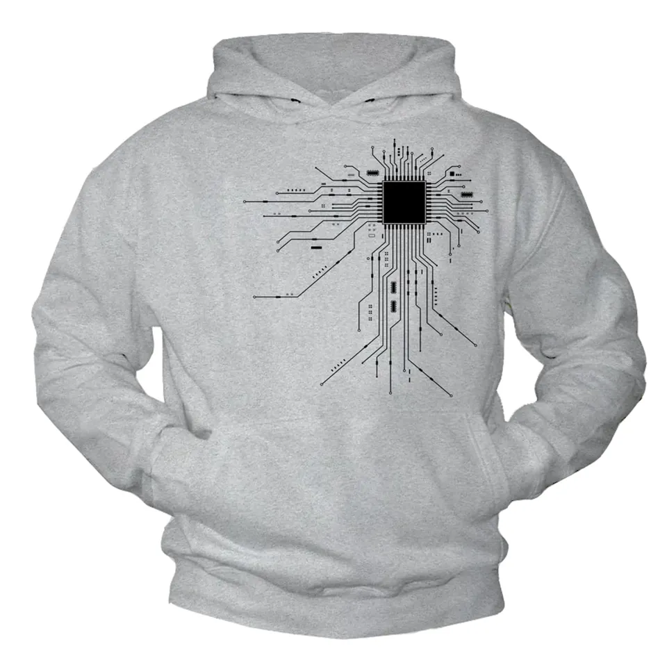 MAKAYA Gamer CPU felpa con cappuccio grigia S in cotone