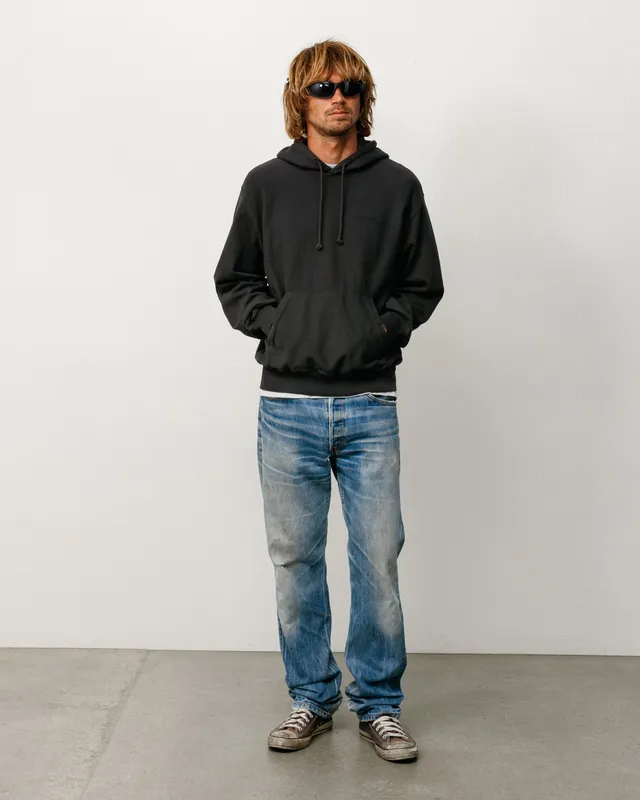 Stussy Terry Hoodie Felpa Nera Cotone Leggero