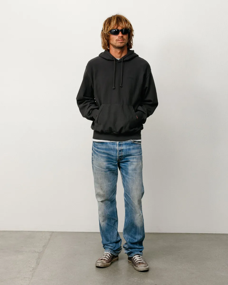 Stussy Terry Hoodie Felpa Nera Cotone Leggero