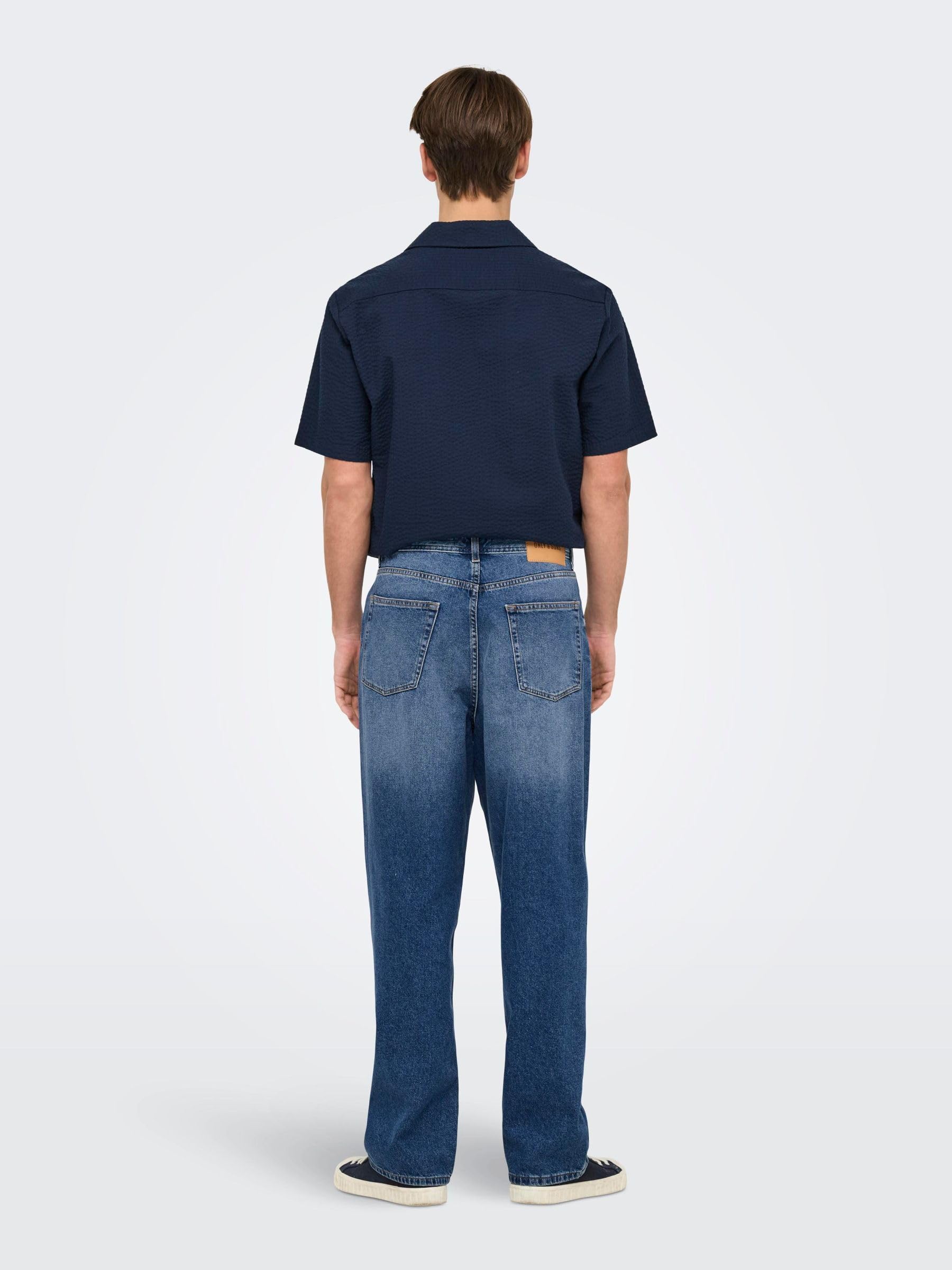 Only & Sons OnsFade Vita Alta Loose Fit Jeans Light Blue Denim