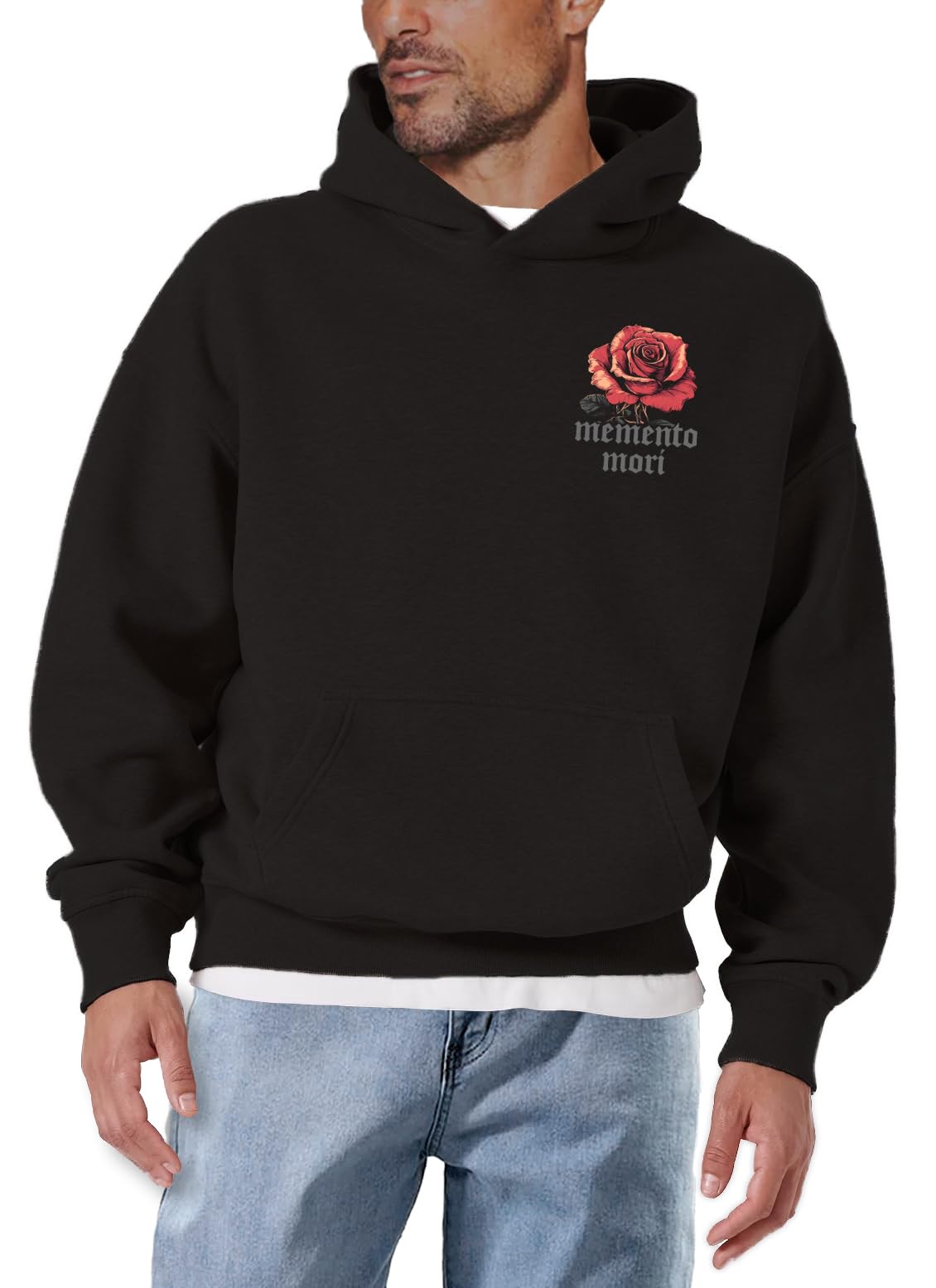 MAKAYA Felpa con Cappuccio Uomo Rose hoodie cotone XXL