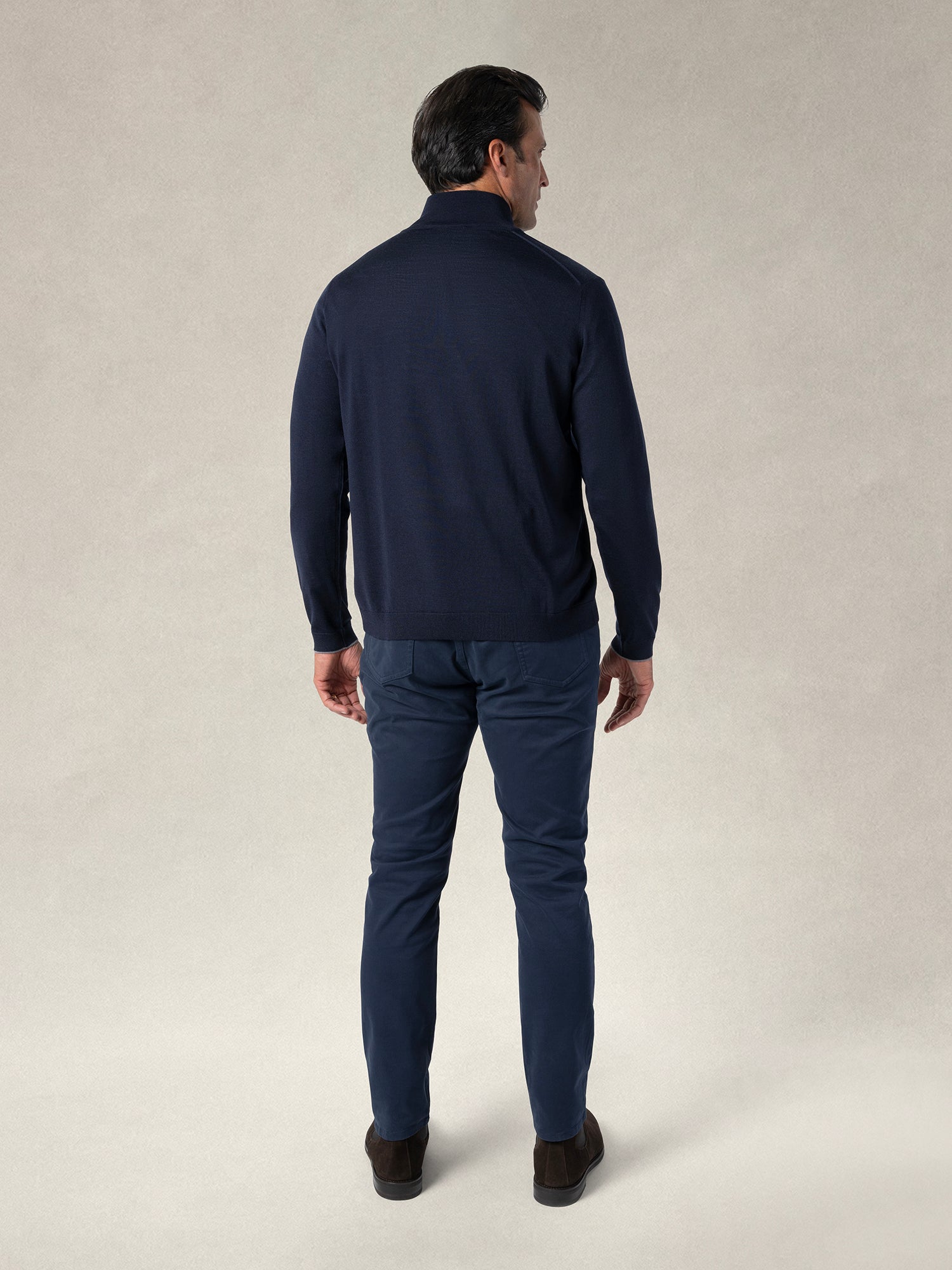 Robert Talbott Eastwood maglione merino navy zip taglia L