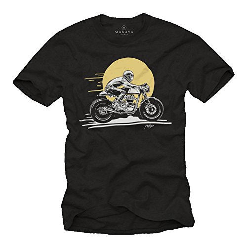 MAKAYA T-Shirt Uomo Cafe Racer Maglietta Cotone XL